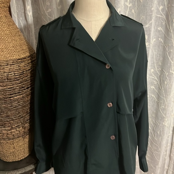 Emerald Green Vintage Vented Shirt Jacket Shacket - Picture 3 of 4